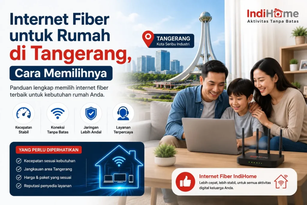 Internet fiber untuk rumah di Tangerang dengan koneksi cepat dan stabil untuk kebutuhan bekerja, belajar, streaming, dan aktivitas digital keluarga.